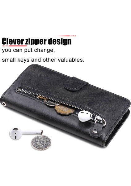 Buzağı Doku Xiaomi Için Telefon Kılıfı Not 12 5g (Global)/(Hindistan)/(Çin)/poco X5 5g Kitap Tarzı Pu Deri Fermuar Cep Flip Cüzdan Kapağı Stand-Black ile (Yurt Dışından) fiyatları