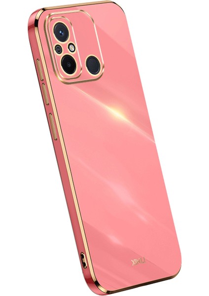 Xiaomi Için Xinli Redmi 12C 4g Hassas Lens Kesme Telefon Kılıfı Elektrapan Altın Kenar Esnek Tpu Kapak-Kırmızı (Yurt Dışından)
