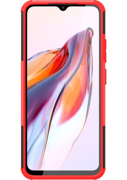 Xiaomi Redmi Için 12C 4g/poco C55 4g Lastik Deseni Kickstand Telefon Kılıfı Pc+Tpu Şok Geçirmez Telefon Kapak-Kırmızı (Yurt Dışından) indirimleri