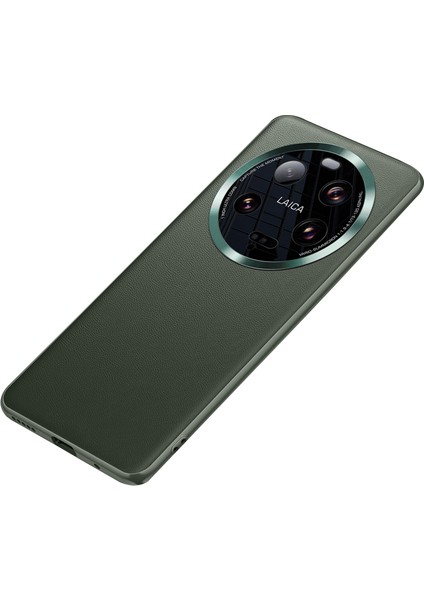 Xiaomi 13 Ultra Pu Deri Kaplamalı Tpu+Pc Telefon Kılıfı Metal Lens Koruma Telefon Kapağı (2. Gen) -Dark Green (Yurt Dışından)