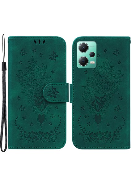 Xiaomi Için Poco X5 5g/redmi Note 12 5g (Global)/(Hindistan)/(Çin) Şok Geçirmez Pu Pu Leathe Telefon Kapağı Stand Cüzdan Yeşili (Yurt Dışından)