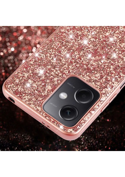 Xiaomi Redmi Için Note 12 4g Glitter Pullar Yumru Kanıtı Telefon Kılıfı Elektraplama Tpu Çerçevesi Arka Pc Kapağı-Black (Yurt Dışından)