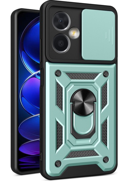 Xiaomi Redmi Için Telefon Kılıfı Not 12 5g (Çin), Pc+Tpu Koruyucu Arka Kapak Slayt Kamera Koruyucu ve Yüzük Kickstand-Yeşil (Yurt Dışından)