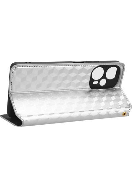 Xiaomi Redmi Için Note 12 Turbo 5g/poco F5 5g Pu Deri Telefon Kılıf Rhanmombus Disprint Flip Stand Cüzdan Kapak Silver (Yurt Dışından)