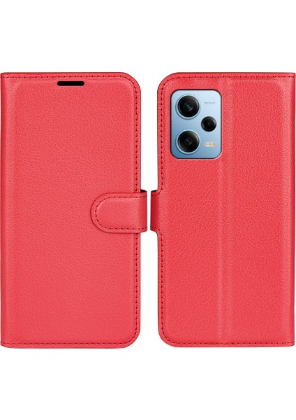 Xiaomi Redmi Için Note 12 Pro 5g/note 12 Pro Speed ​​5g/poco X5 Pro 5g Litchi Doku Pu Deri Cüzdan Telefon Stand Kapak-Kırmızı (Yurt Dışından)