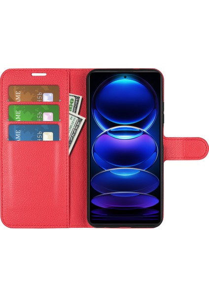 Xiaomi Redmi Için Note 12 Pro 5g/note 12 Pro Speed ​​5g/poco X5 Pro 5g Litchi Doku Pu Deri Cüzdan Telefon Stand Kapak-Kırmızı (Yurt Dışından) fiyatları