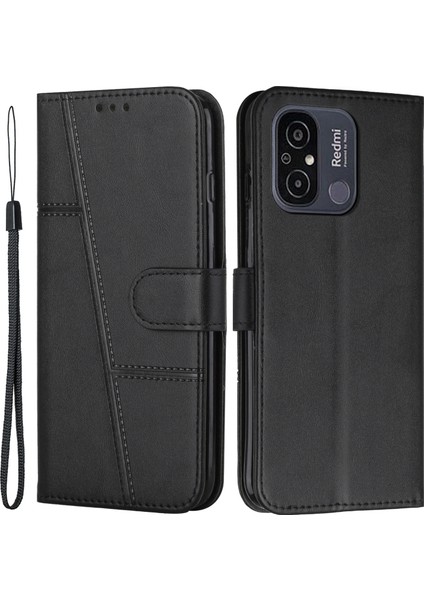 Xiaomi Redmi 12C 4G/11A 4g Manyetik Deri Flip Telefon Kapağı Cüzdan Stant-Black Için Şok Geçirmez Telefon Kasası (Yurt Dışından)