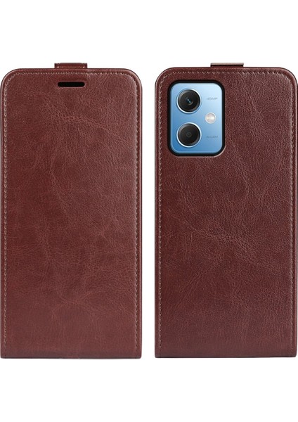 Xiaomi Redmi Için Note 12 5g (Global)/(Hindistan)/(Çin)/poco X5 5g Çılgın At Doku Kartı Tutucu Deri Koruyucu Kapak Dikey Flip Case-Brown (Yurt Dışından)