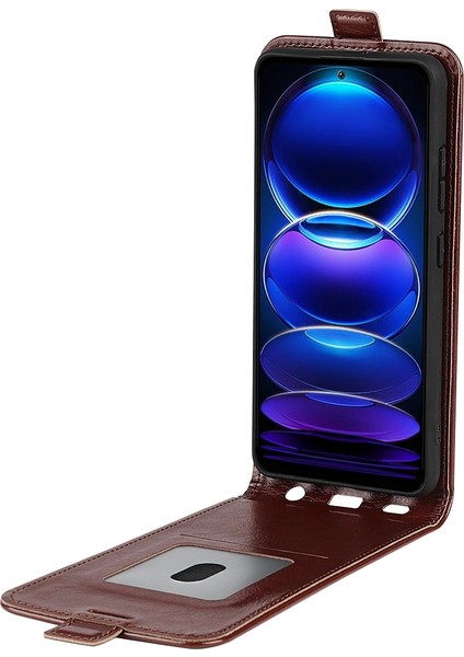 Xiaomi Redmi Için Note 12 5g (Global)/(Hindistan)/(Çin)/poco X5 5g Çılgın At Doku Kartı Tutucu Deri Koruyucu Kapak Dikey Flip Case-Brown (Yurt Dışından) fiyatları