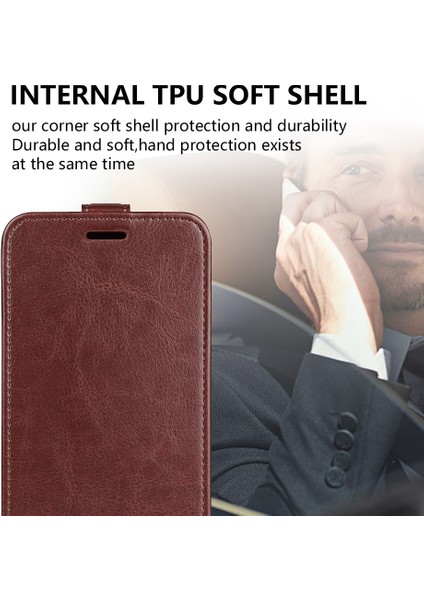 Xiaomi Redmi Için Note 12 5g (Global)/(Hindistan)/(Çin)/poco X5 5g Çılgın At Doku Kartı Tutucu Deri Koruyucu Kapak Dikey Flip Case-Brown (Yurt Dışından) fırsatları