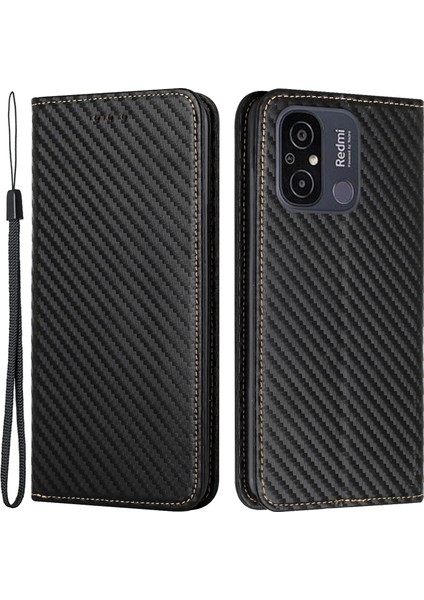 Xiaomi Redmi Için Manyetik Telefon Kapağı 12C 4g Şok Geçirmez Pu Deri Cep Telefon Kılıfı Stand Cüzdan Black (Yurt Dışından)