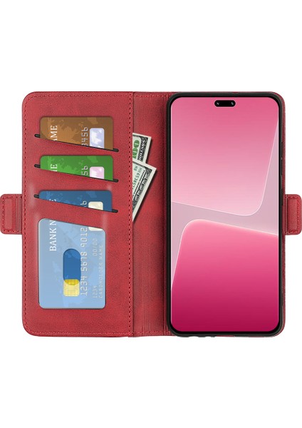Xiaomi Için 13 Lite/civi 2 5g Buzağı Doku Cep Telefonu Kapak Standı Cüzdan Pu Deri Telefon Kılıf Kırmızısı (Yurt Dışından) fiyatları