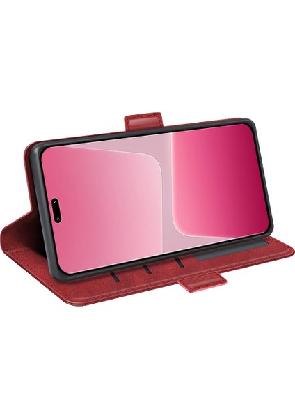 Xiaomi Için 13 Lite/civi 2 5g Buzağı Doku Cep Telefonu Kapak Standı Cüzdan Pu Deri Telefon Kılıf Kırmızısı (Yurt Dışından) modelleri