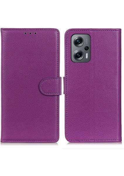 Xiaomi Redmi Için Not 11T Pro 5g/not 11T Pro+ 5g/not 12T Pro 5g/poco X4 Gt 5g/redmı K50I 5g Litchi Doku Cüzdan Flip Case Pu Deri Stand Şok Dışı Tpu Koruyucu Kabuk-Iplik (Yurt Dışından)