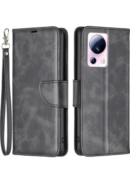 Xiaomi 13 Lite/civi 2 5g Stand Telefon Kılıfı Pu Deri Cüzdan Telefon Kapağı Strap-Black (Yurt Dışından)