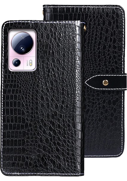 Xiaomi 13 Lite/civi 2 5g Cüzdan Telefon Kılıfı Damla Damalı Deri Deri Timsah Doku Stand Telefon Kapak Black (Yurt Dışından)