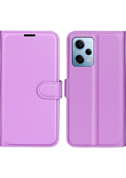 Xiaomi Redmi Için Note 12 Pro 5g/note 12 Pro Speed ​​5g/poco X5 Pro 5g Litchi Doku Pu Deri Deri Cüzdan Telefon Stand Kapak-Mor (Yurt Dışından)