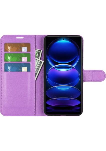 Xiaomi Redmi Için Note 12 Pro 5g/note 12 Pro Speed ​​5g/poco X5 Pro 5g Litchi Doku Pu Deri Deri Cüzdan Telefon Stand Kapak-Mor (Yurt Dışından) fiyatları