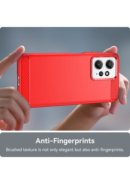 Xiaomi Için Redmi Not 12 4g Tpu Telefon Kapağı Fırçalanmış Karbon Fiber Doku Damla Koruma Telefon Kılıf Kırmızısı (Yurt Dışından) fırsatları