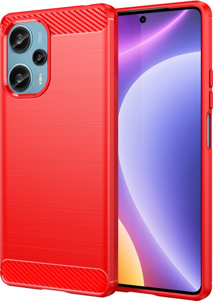 Xiaomi Redmi Için Note 12 Turbo/poco F5 5g Karbon Fiber Doku Fırçalanmış Kahve Telefon Tpu Kapak-Kırmızı (Yurt Dışından)