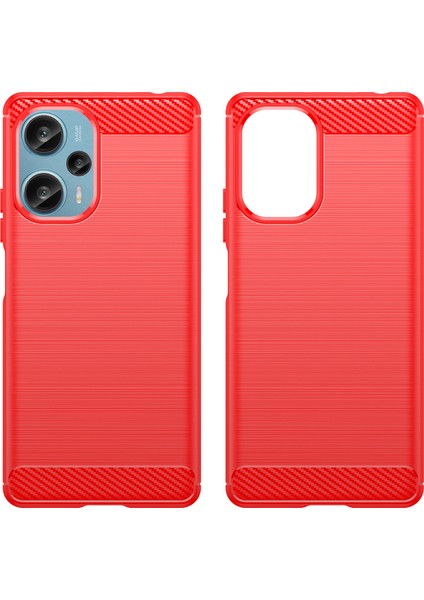 Xiaomi Redmi Için Note 12 Turbo/poco F5 5g Karbon Fiber Doku Fırçalanmış Kahve Telefon Tpu Kapak-Kırmızı (Yurt Dışından)
