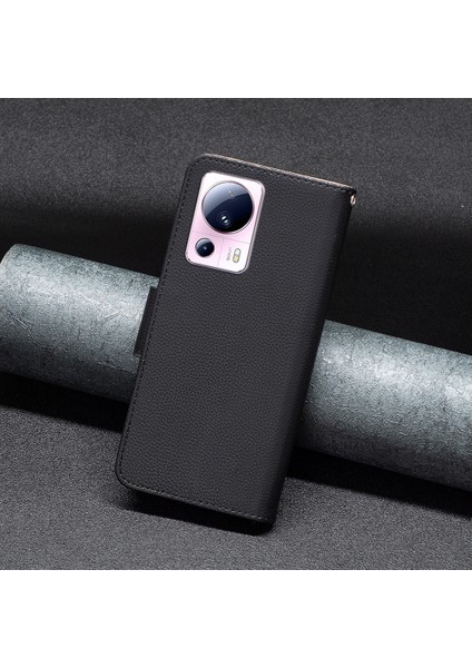 Xiaomi Için 13 Lite/civi 2 5g Pu Deri Cüzdan Kapağı Litchi Doku Doku Stand Telefon Kılıfı Strap-Black (Yurt Dışından) indirimleri