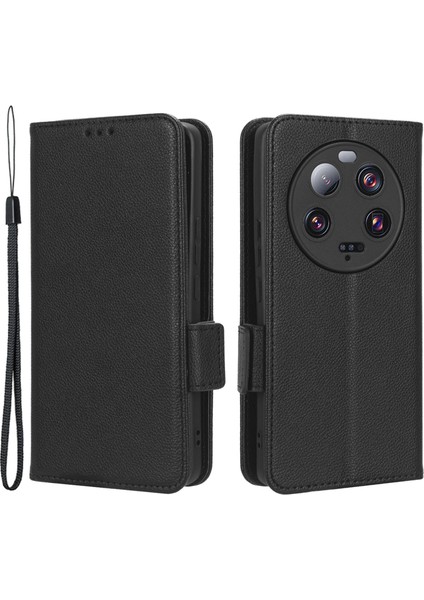 Xiaomi 13 Ultra Anti-Drop Telefon Kılıfı Litchi Doku Standı Pu Deri Cüzdan Telefon Flip Cover-Black (Yurt Dışından)