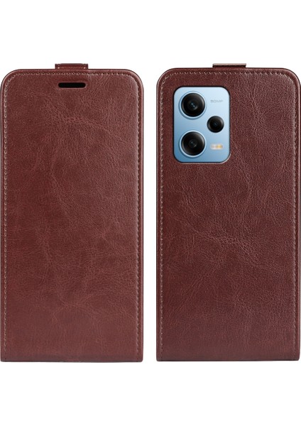 Xiaomi Redmi Için Note 12 Pro 5g/note 12 Pro Speed ​​5g/poco X5 Pro 5g Dikey Flip Pu Deri Deri Çılgın At Doku Kartı Tutucu Kaza Brown (Yurt Dışından) indirimleri