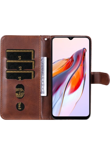 Xiaomi Redmi Için 12C 4G/11A 4g Deri Telefon Kılıfı Stand Cüzdan-Kahverengi ile Fermuar Cep Telefonu Kapağı (Yurt Dışından) modelleri