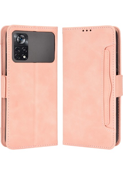 Xiaomi Için Poco X4 Pro 5g Manyetik Flip Deri Cüzdan Kılıf Kart Yuvaları Stand Kitap Şok Geçirmez Tpu Iç Kabuk Pembe (Yurt Dışından)