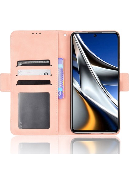 Xiaomi Için Poco X4 Pro 5g Manyetik Flip Deri Cüzdan Kılıf Kart Yuvaları Stand Kitap Şok Geçirmez Tpu Iç Kabuk Pembe (Yurt Dışından)