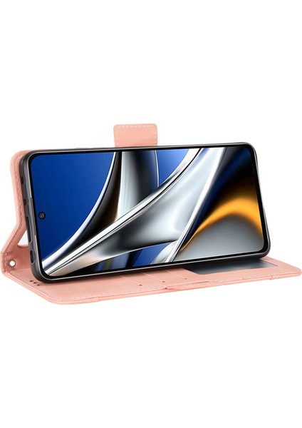 Xiaomi Için Poco X4 Pro 5g Manyetik Flip Deri Cüzdan Kılıf Kart Yuvaları Stand Kitap Şok Geçirmez Tpu Iç Kabuk Pembe (Yurt Dışından)