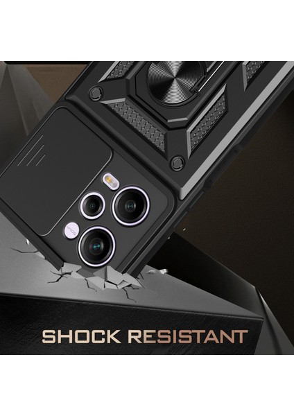 Xiaomi Redmi Için Note 12 Pro 5g Kickstand Pc+Tpu Tpu Telefon Kılıfı Slayt Itme Çekme Kamera Lens Koruma Kapak Silver (Yurt Dışından) modelleri