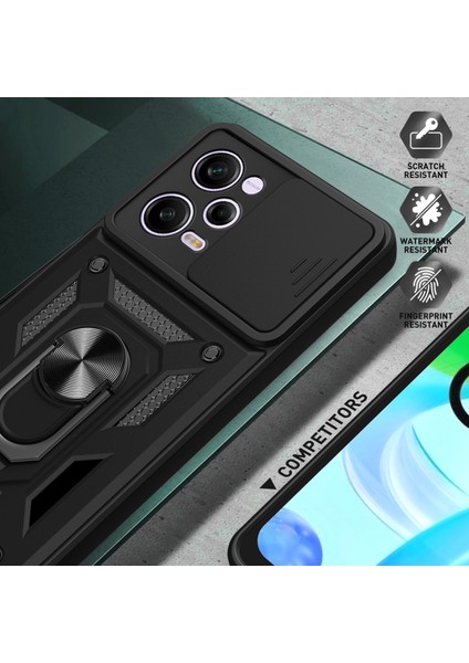 Xiaomi Redmi Için Note 12 Pro 5g Kickstand Pc+Tpu Tpu Telefon Kılıfı Slayt Itme Çekme Kamera Lens Koruma Kapak Silver (Yurt Dışından) indirimleri
