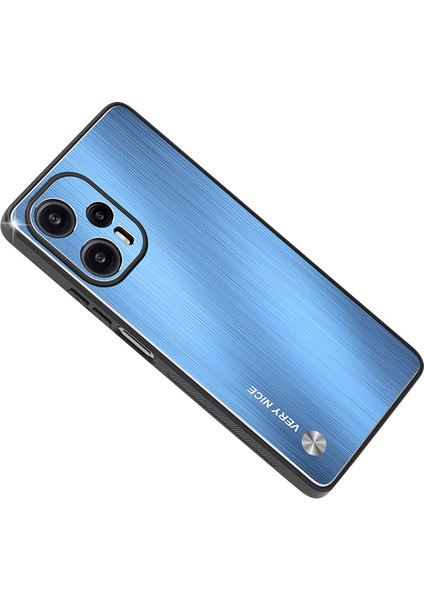 Xiaomi Redmi Için Fırçalanmış Telefon Kapağı Not 12 Turbo/poco F5 5g Tpu Çerçeve Alüminyum Alaşım Geri Cep Telefonu Kılıf Mavisi (Yurt Dışından)