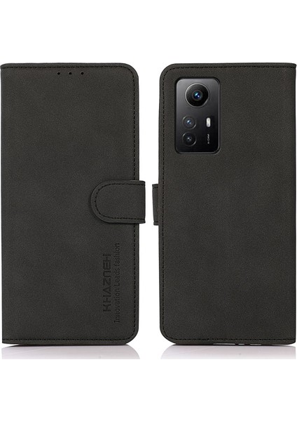 Xiaomi Redmi Için Khazneh Telefon Kılıfı Not 12S 4g Dokulu Pu Deri Flip Cüzdan Stand Kapak Black (Yurt Dışından)