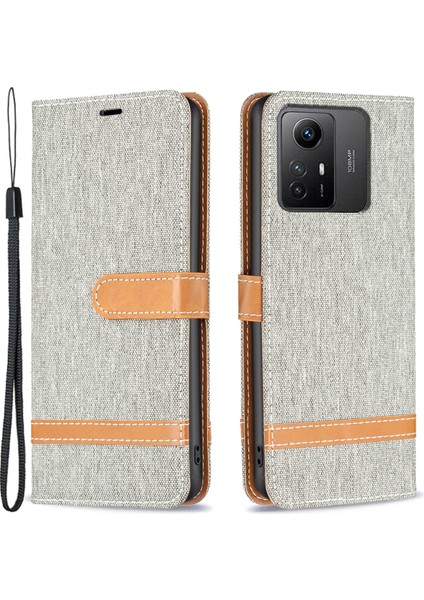 Xiaomi Redmi Için Note 12S 4g Stand Kılıf Kot Pus Cülü Pu Deri+Tpu Telefon Kapak-Grey (Yurt Dışından)