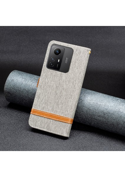 Xiaomi Redmi Için Note 12S 4g Stand Kılıf Kot Pus Cülü Pu Deri+Tpu Telefon Kapak-Grey (Yurt Dışından)