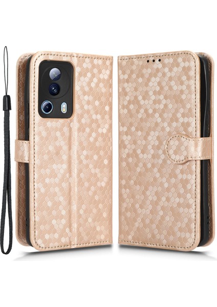 Xiaomi Için 13 Lite/civi 2 5g Nokta Cüzdan Telefon Vaka Deseni Baskılı Deri Telefon Standı Kapak-Gül Altın (Yurt Dışından)