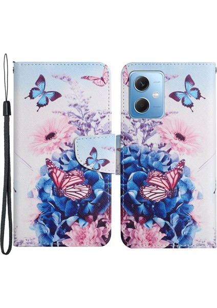 Xiaomi Redmi Için Note 12 5g (Global)/(Hindistan)/(Çin)/poco X5 5g Pu Deri Desen Baskı Telefon Kılıfı Stand-Melez Kelebekleri (Yurt Dışından)