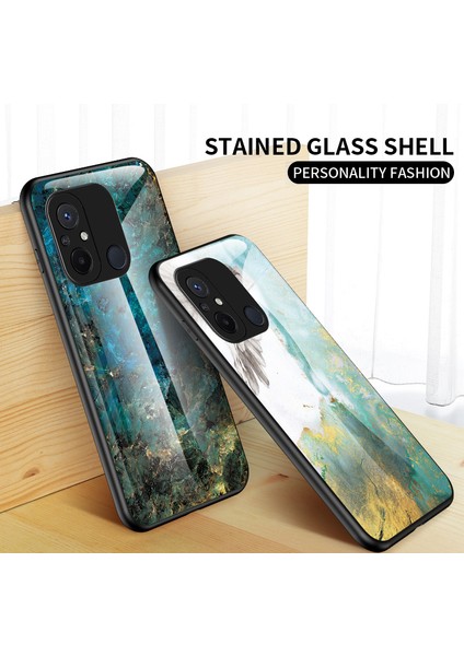 Xiaomi Redmi Için 12C 4g Temperli Cam Telefon Kılıfı Mermer Desen Tasarımı Pc +Tpu Koruyucu Kapak-Altın Siyah Mermer (Yurt Dışından) fırsatları