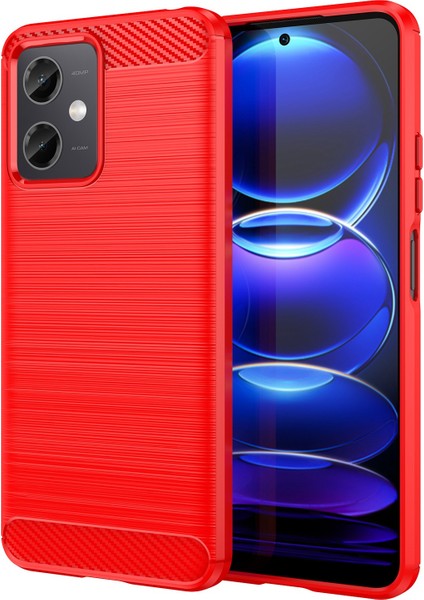 Xiaomi Redmi Için Note 12 5g (Global)/(Hindistan)/(Çin)/poco X5 5g Arka Kabuk, Karbon Fiber Doku Tpu Koruyucu Telefon Kapağı Fırçalanmış Cep Telefonu Kasa-Kırmızısı (Yurt Dışından)