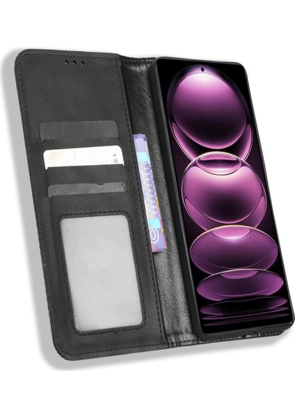 Xiaomi Redmi Için Note 12 Pro 5g/note 12 Pro Hız 5g/poco X5 Pro 5g Pu Deri Manyetik Retro Doku Telefon Kılıf Cüzdan Stand Baskılı Desen Anti-Çizelge Cep Telefonu Kapak Black (Yurt Dışından) fırsatları