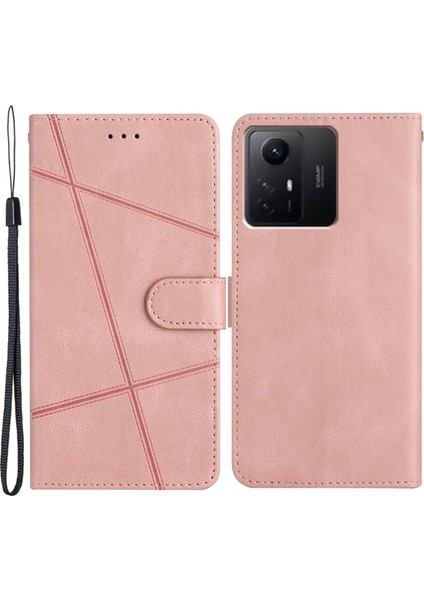 Cüzdan Deri Telefon Kılıfı Xiaomi Redmi Not 12S 4g Çılgın At Doku Basılı Çizgiler Stand Kapak Çizgisi Altın (Yurt Dışından)