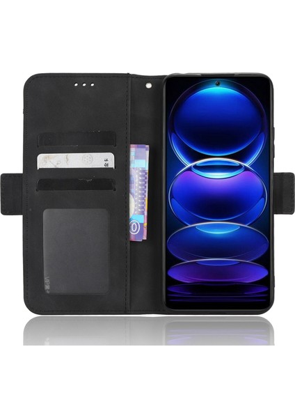Xiaomi Redmi Için Çoklu Kart Yuvası Telefon Kılıfı Not 12 5g (Global)/(Hindistan)/(Çin)/poco X5 5g, Çift Manyetik Toka Telefon Kapağı Stand Pu Deri Cüzdan Koruyucu Kabuk Black (Yurt Dışından) modelleri