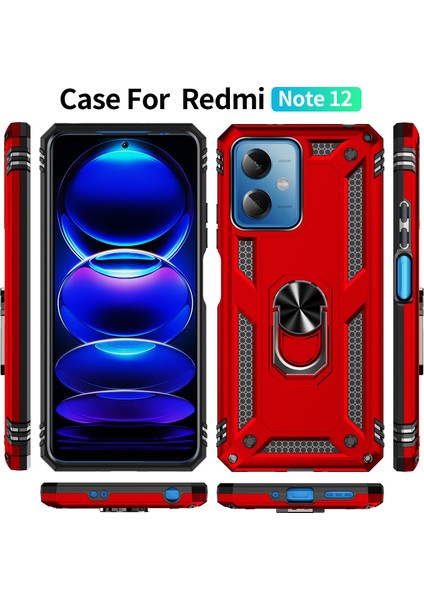 Xiaomi Redmi Için Note 12 5g (Global)/(Hindistan)/(Çin)/poco X5 5g Yüzük Kickstand Telefon Kasası Tpu+Pc Cep Telefonu Kapak-Kırmızı (Yurt Dışından) fiyatları