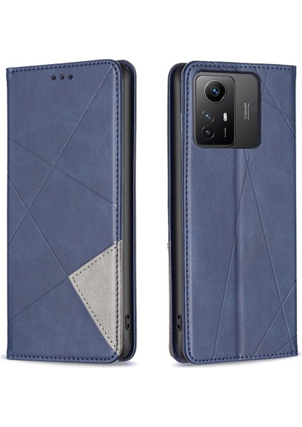 Xiaomi Için Redmi Note 12S 4g Birleştirme Stili Telefon Kılıfı Baskılı Çizgi Stand Kartı Tutucu Deri Kapak Mavisi (Yurt Dışından)
