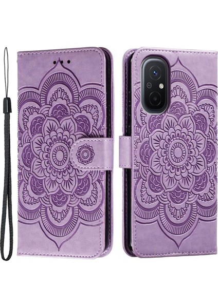 Xiaomi Redmi Için 12C 4g Deri Cüzdanlı Telefon Kapağı Mandala Baskalı Bırakılmış Damla Koşullu Stand Kasa-Mor (Yurt Dışından)