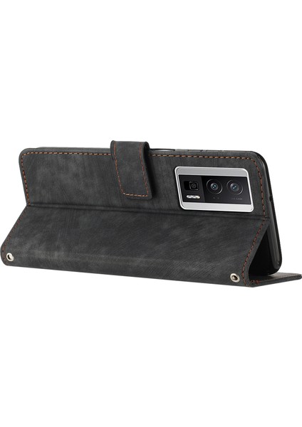 Xiaomi Poco F5 Pro 5g/redmi K60 Pro 5G/K60 5g Deri Telefon Kılıf Hatları Baskılı Stand Telefon Cüzdan Kapak Black (Yurt Dışından) fırsatları