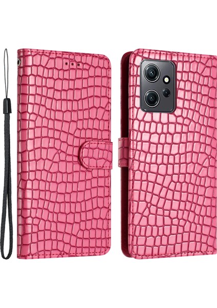 Xiaomi Için Redmi Note 12 4g Stand Cüzdan Deri Kapağı Timsah Doku Telefon Kılıfı El Strap-Rose (Yurt Dışından)